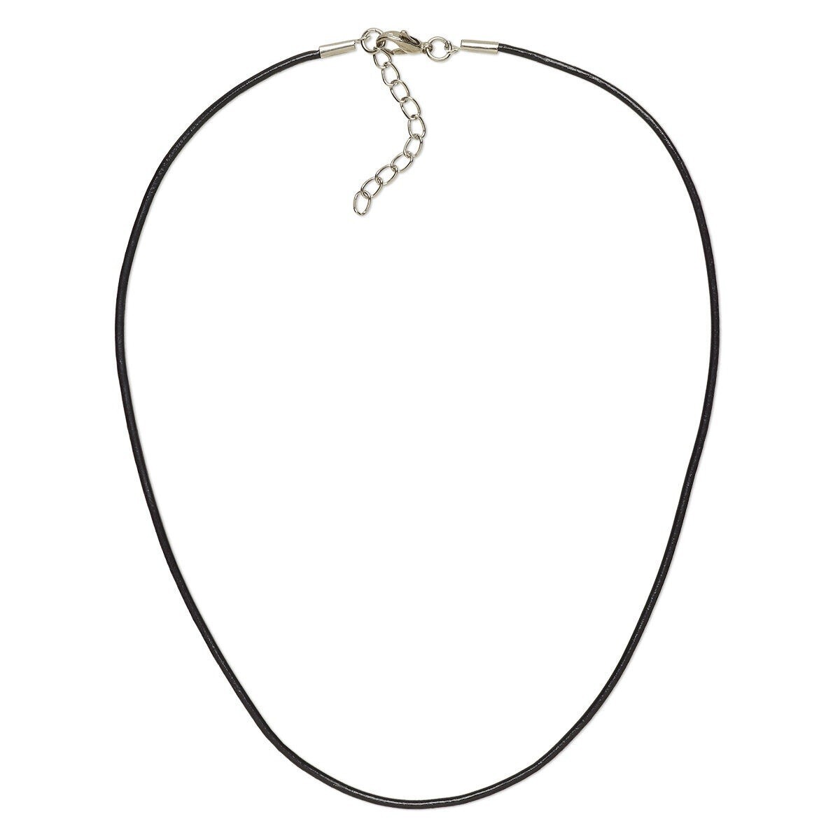 Six Pieces 18 to 20" 2mm round BLACK LEATHER NECKLACE with lobster clasp Finding