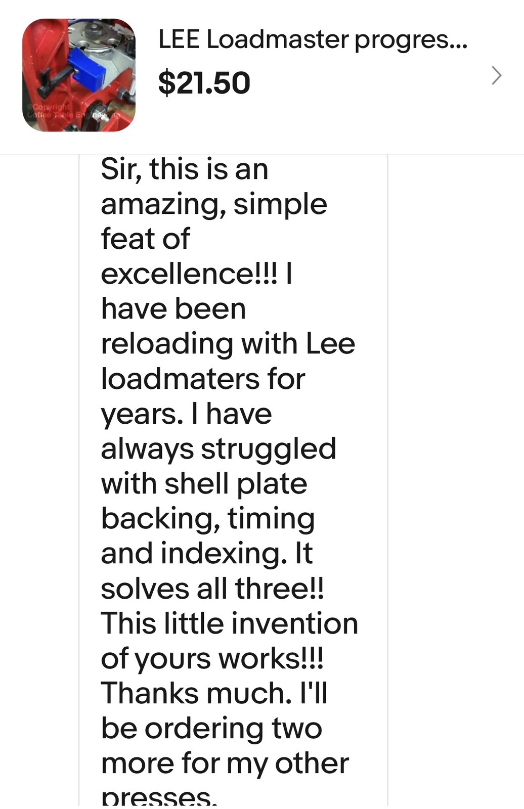 LEE Loadmaster progressive press SOLUTION *The miracle cure, BETTER BELIEVE IT!