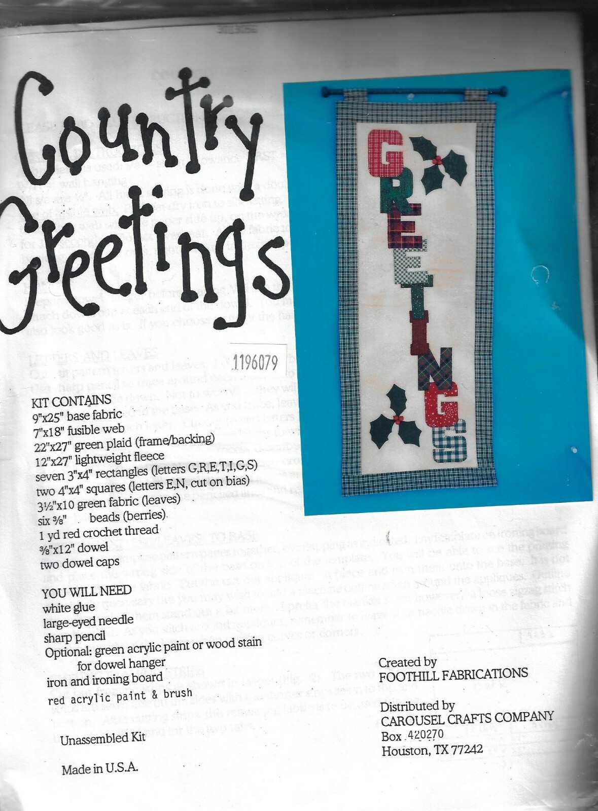 Carousel Craft~Country Greetings~Banner Kit -Holiday Greetings