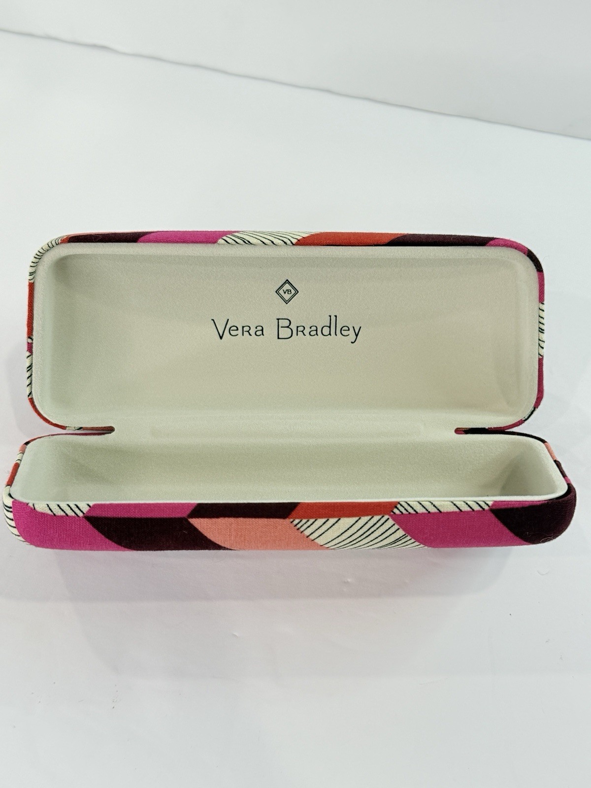 Vera Bradley Sunglasses Case Pink Geometric Hard Shell Eyeglass Case Chic Print