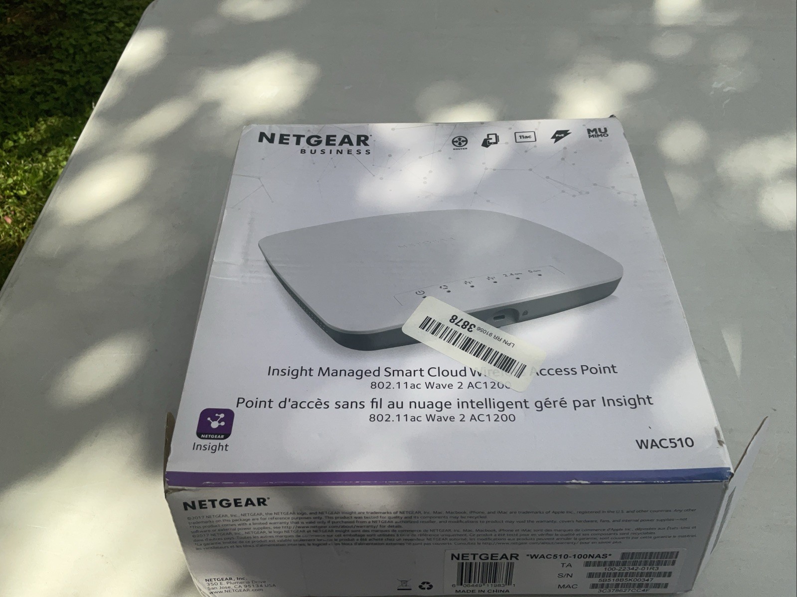 NETGEAR Insight Managed Smart Cloud Wirelesss Access Point WAC510 802.11ac