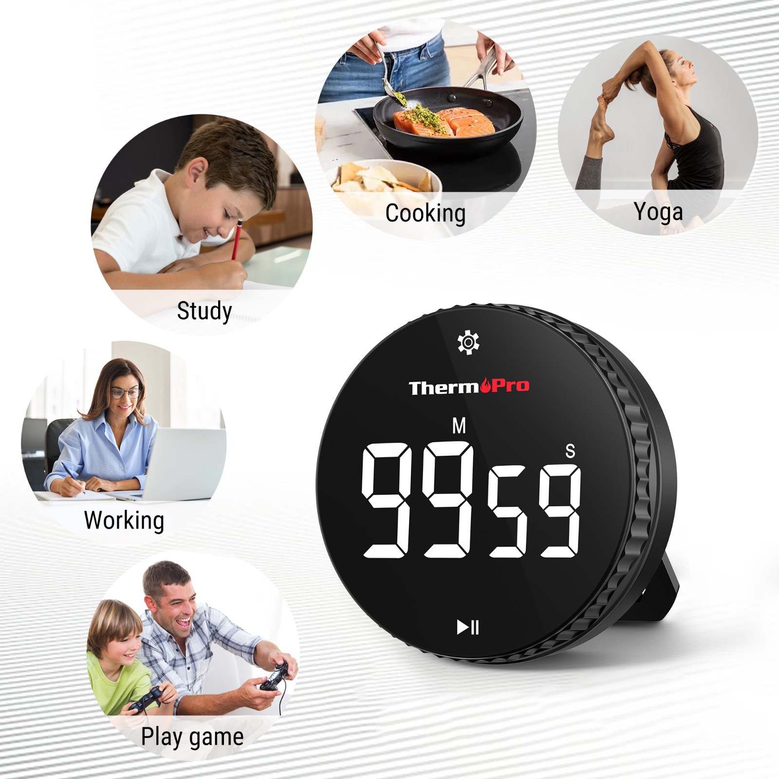TempPro TM04 Digital Kitchen Timer 99-Minute LED Magnetic One-Touch Control Time