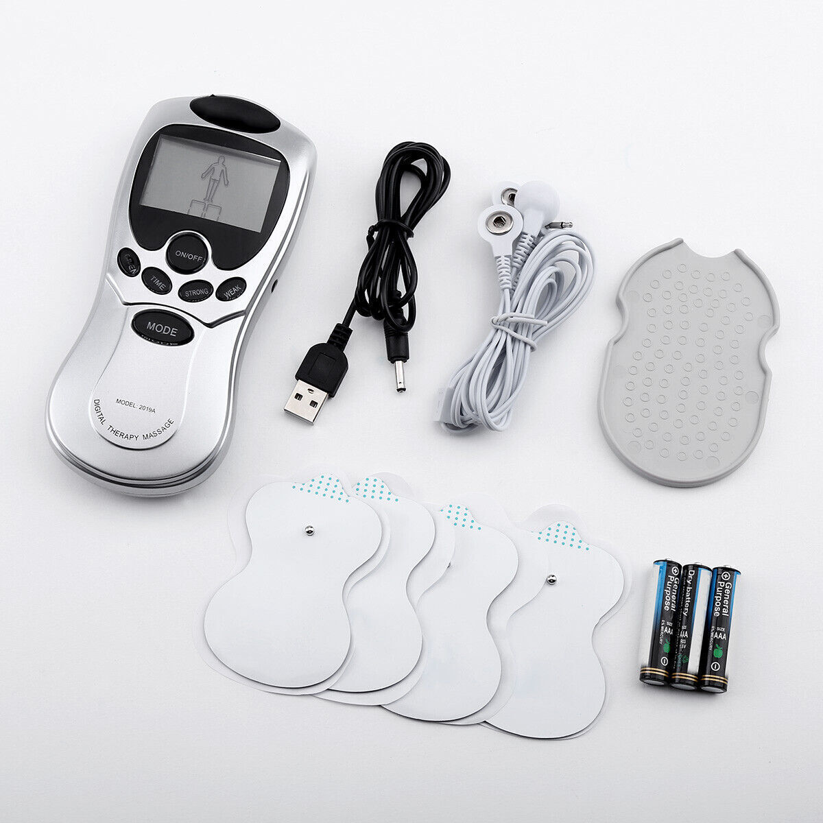 TENS Machine USB Electrical Muscle Stimulator Massager Pulse Channel White