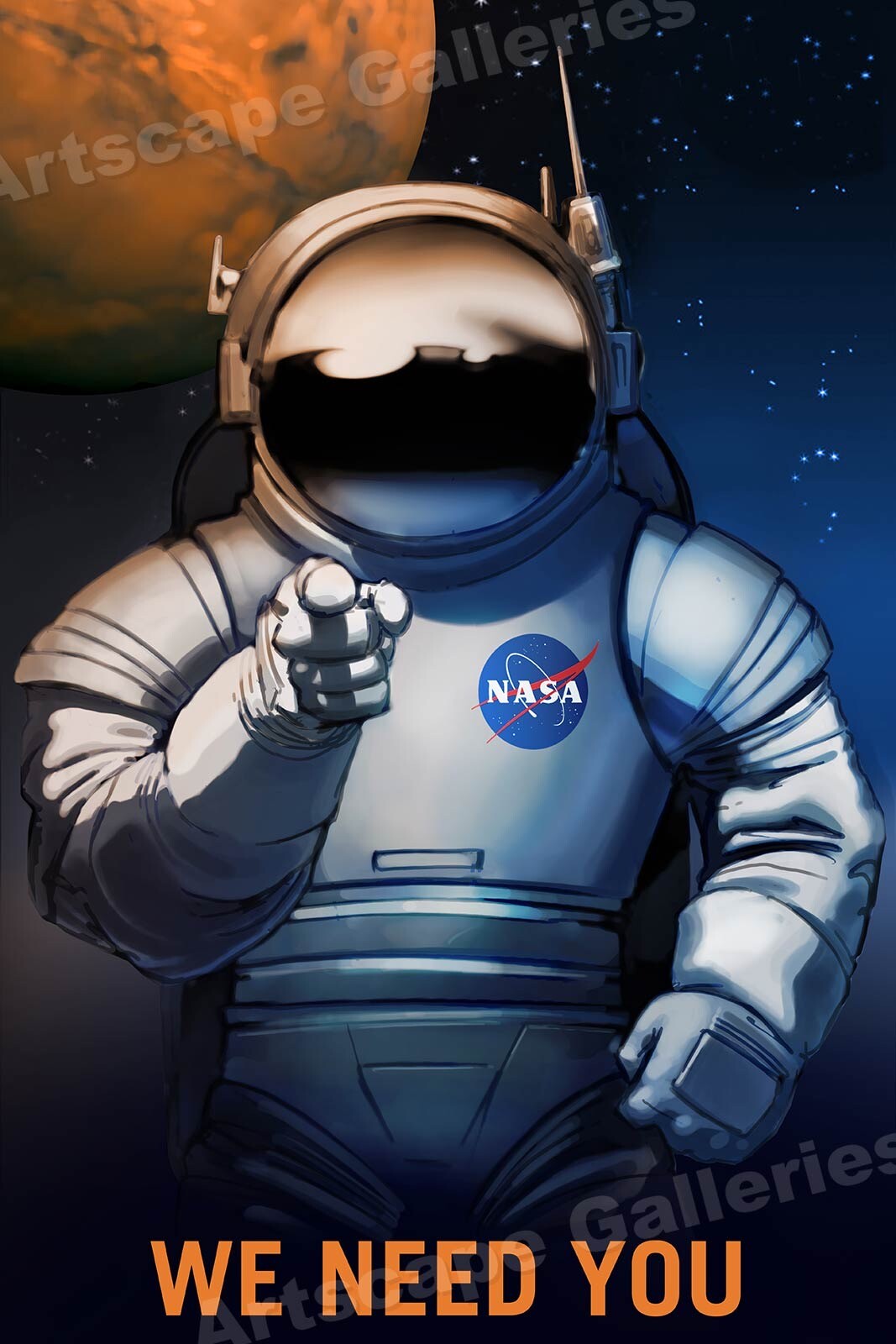 We Need You on Mars Planet Retro NASA Space Exploration Travel Poster - 20x30