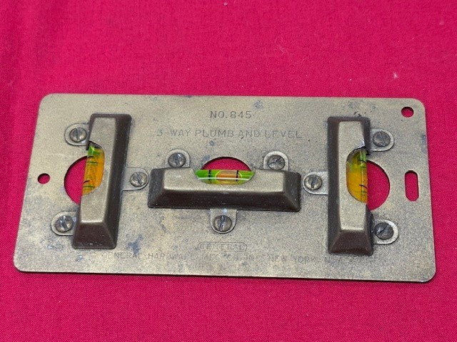 General Tools No. 845 Brass Plate 3-Way Plumb & Level - Vintage