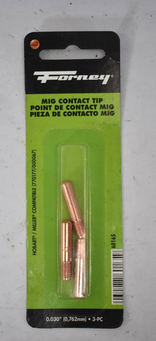 Forney MIG Contact Tips Genuine OEM 3 Pack .030" 60165 For Hobart/Miller