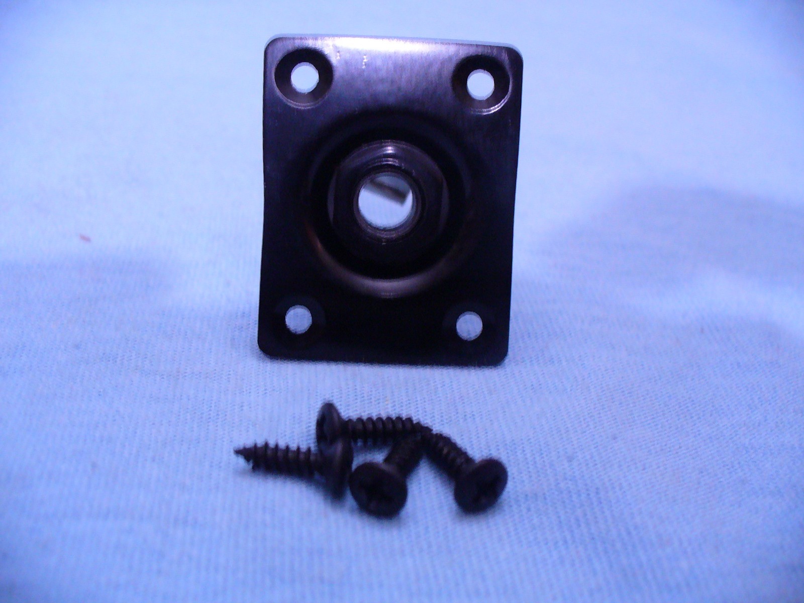 BLACK RECTANGLE  GUITAR OUTPUT JACK PLATE & SOCKET GUITAR PARTS USA SHIPPING