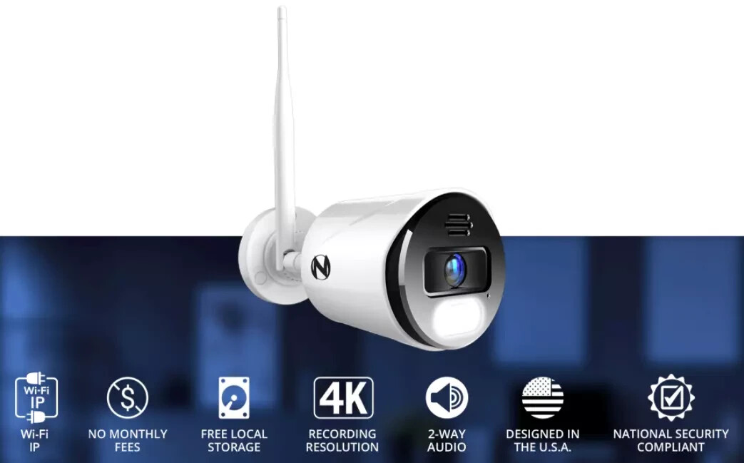 Night Owl 4K WNIP-8LTA-BS Add-On Wi-Fi Security Camera with Power Adapter