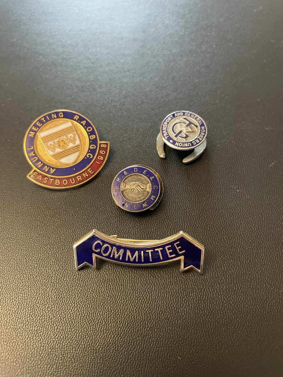 Vintage Badge Job Lot: TGWU Union, RAOB Eastbourne 1968, NUOH & DE Trade Union