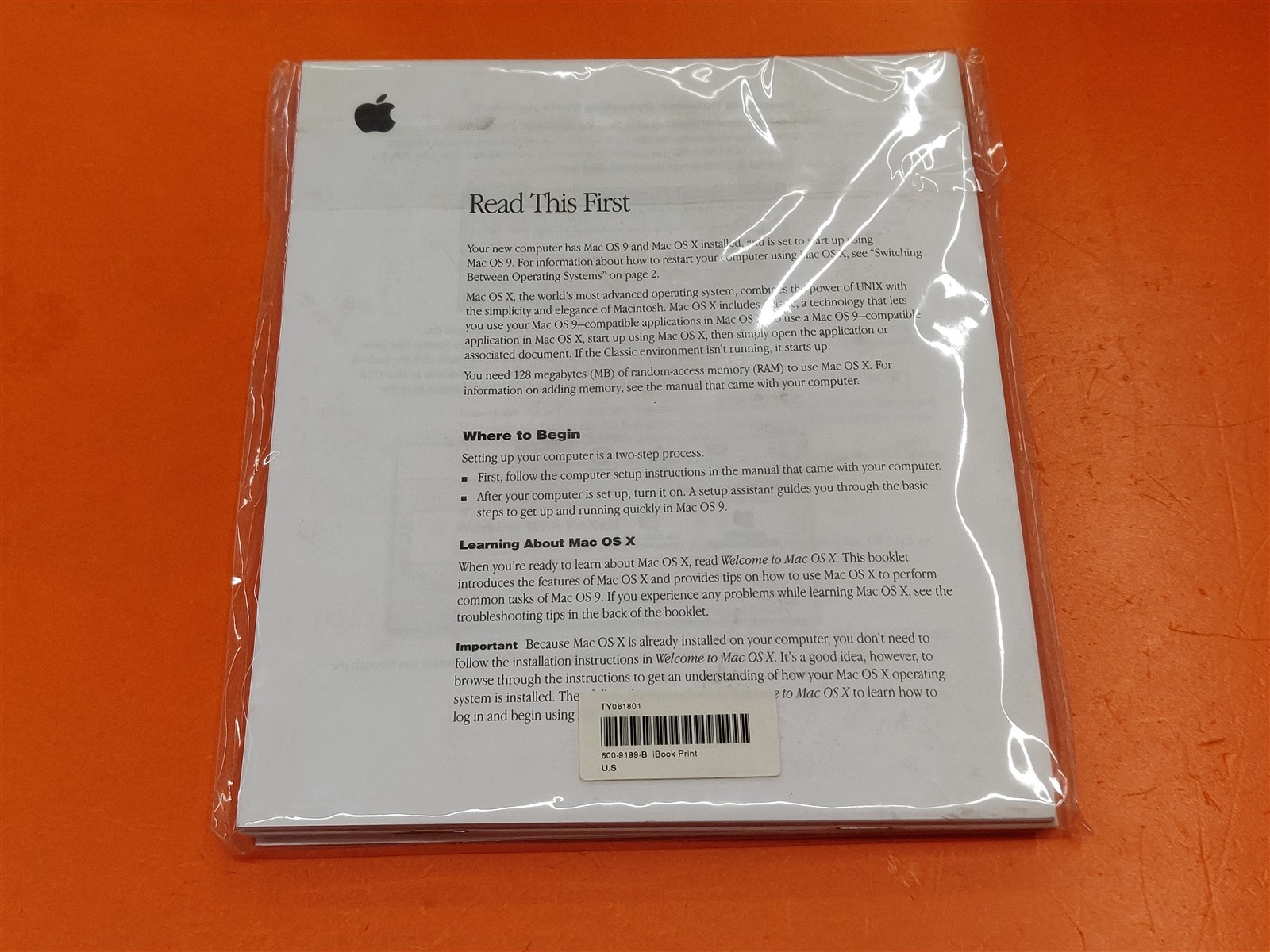 ⭐️⭐️⭐️⭐️⭐️ Vintage Apple iBook Print Getting Started Guide Mac OS 9 to OS X
