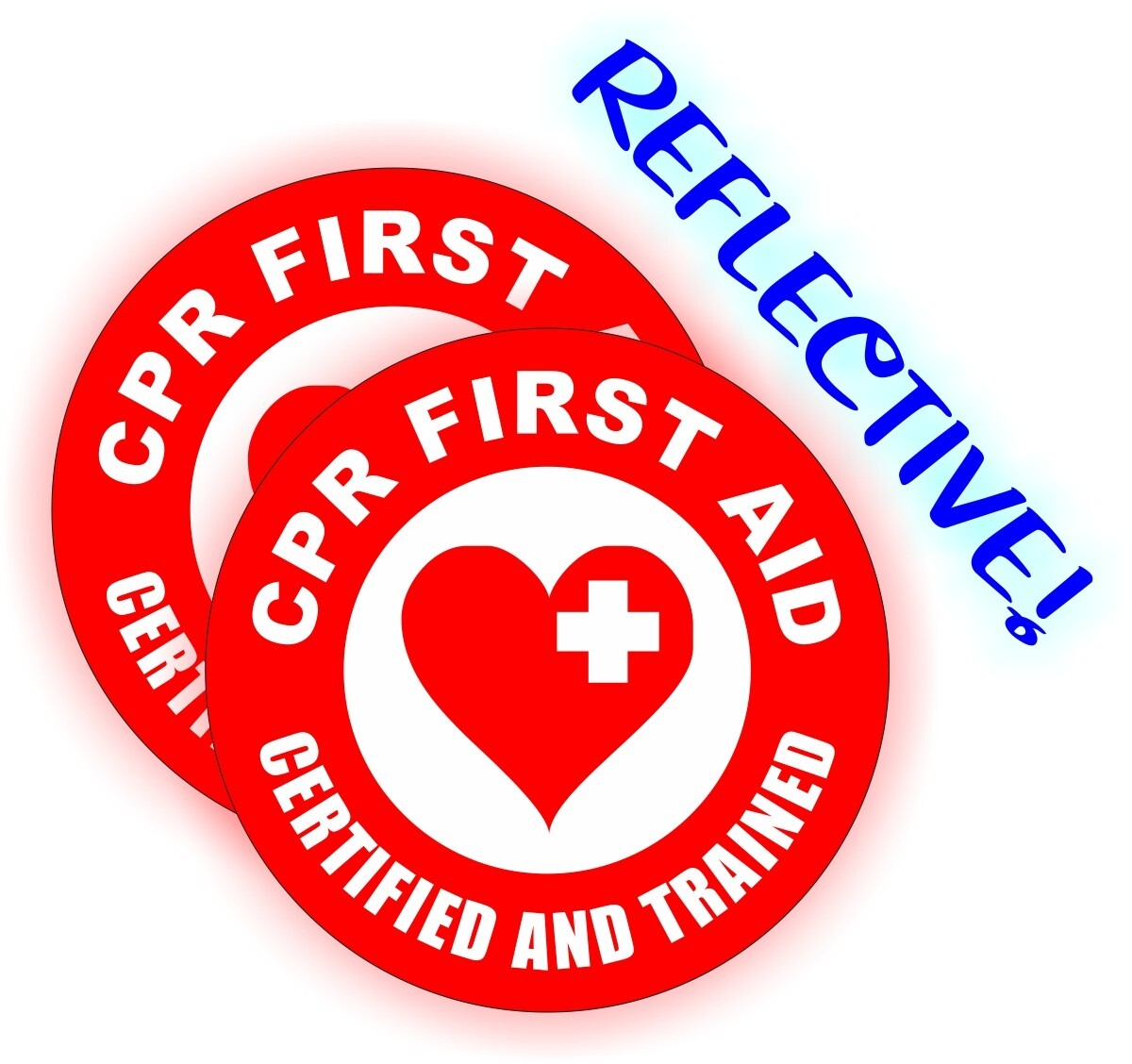pair - Reflective CPR FIRST AID Vinyl Hard Hat Helmet Stickers Safety Decals 2x