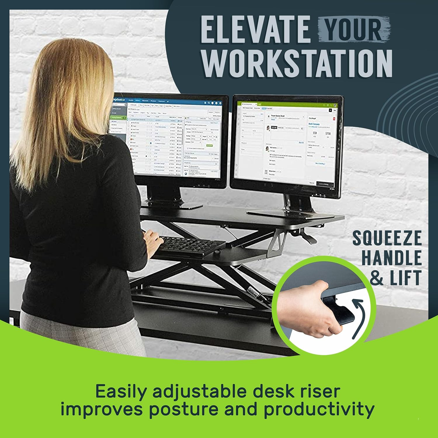 Techorbits Standing Desk Converter - 32 Inch Adjustable Sit to Stand up Workstat