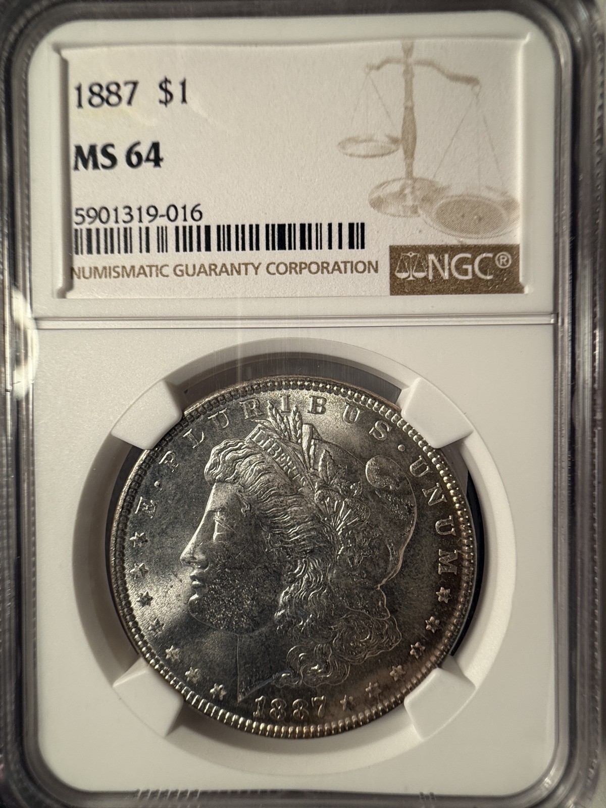1887 Morgan Silver Dollar, MS64, NGC. (14428)