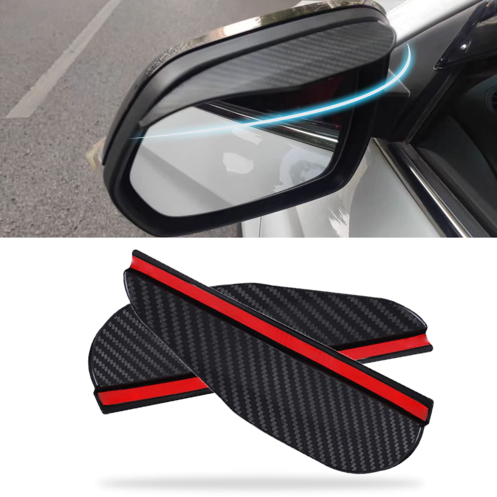 2Pcs Side Mirror Rain Visor Guard, Universal for Cars, Trucks and Carbon fiber
