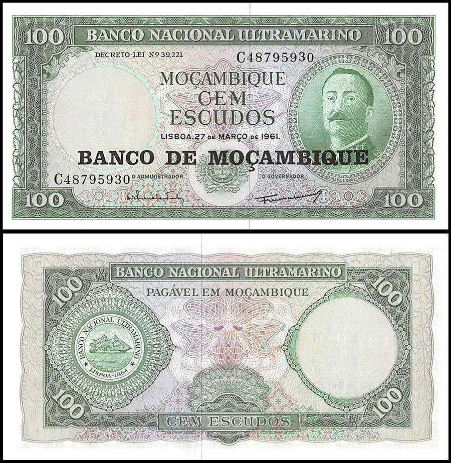 Mozambique 100 Escudos, 1961 (1976 ND), P-117, UNC