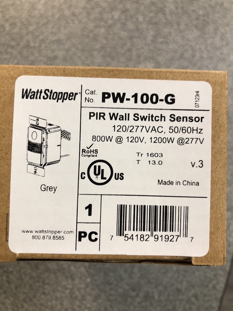 WATTSTOPPER PW-100-G PIR WALL SWITCH OCCUPANCY SENSOR *NEW IN BOX*