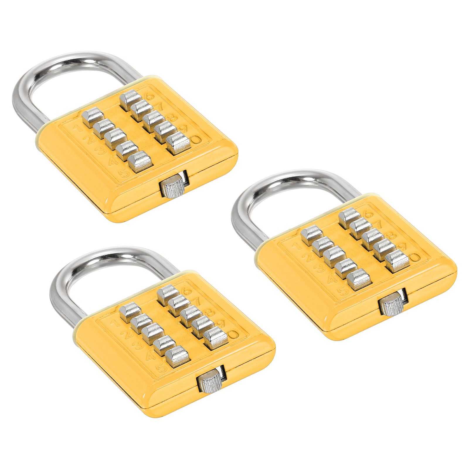 10 Digit Button Combination Padlock 3pack 5 Digit Locking Mechanism Lock Yellow