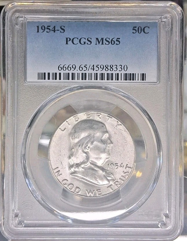 1954 S Franklin Silver Half Dollar - PCGS MS65 - C13-14