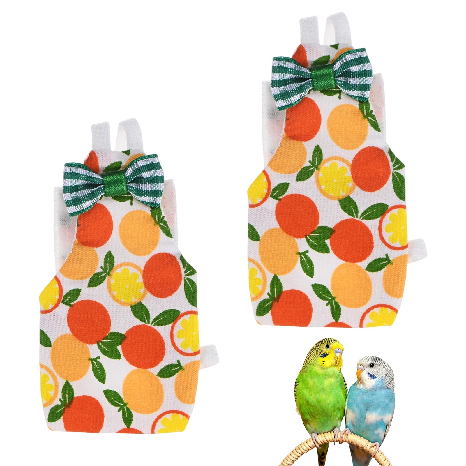 2-Pack Bird Diapers Reusable Flight Suit, Pet Parrot Nappy [Orange, S]