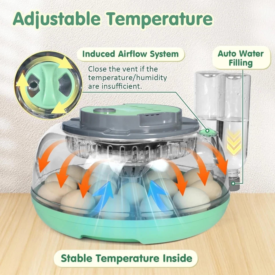 Incubators for Hatching Eggs,18 Egg Incubator with Automatic Egg Turning and ...