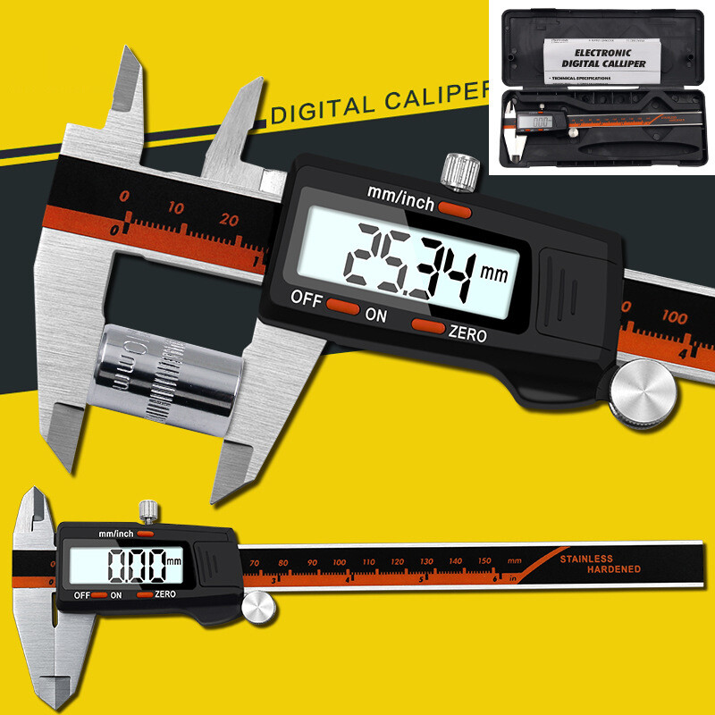 0-150mm LCD Display Carbon Fiber Digital Electronic Gauge Vernier Caliper