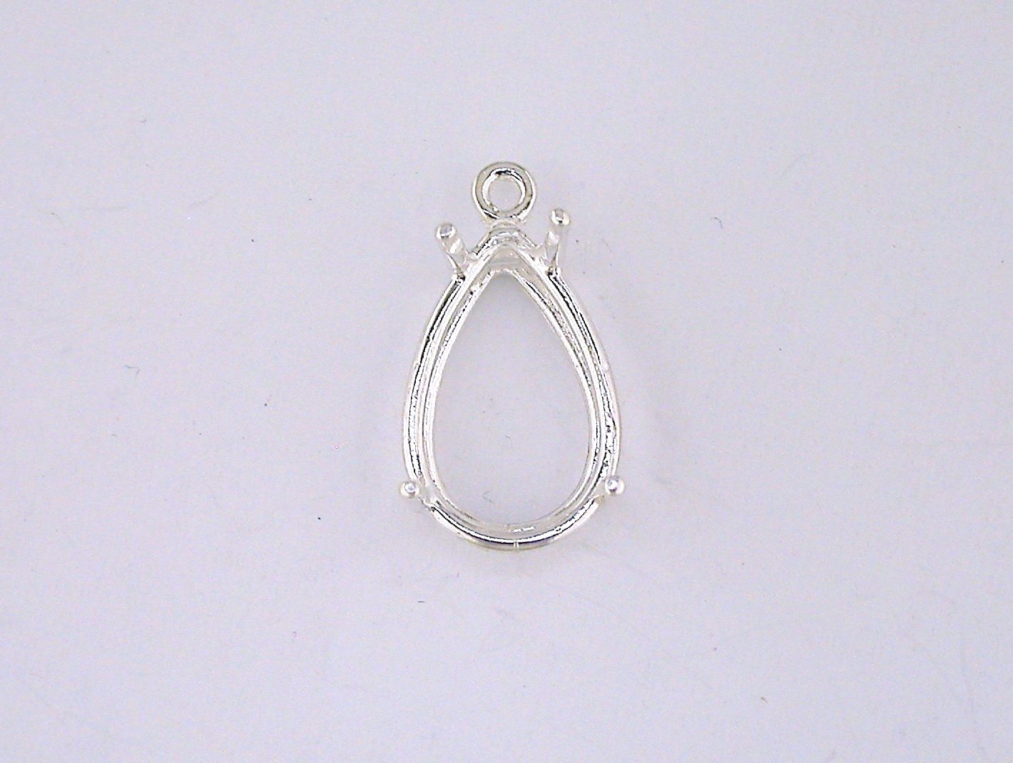 Pear Shape 4 Prong Wire Mount Dangle Setting Sterling Silver
