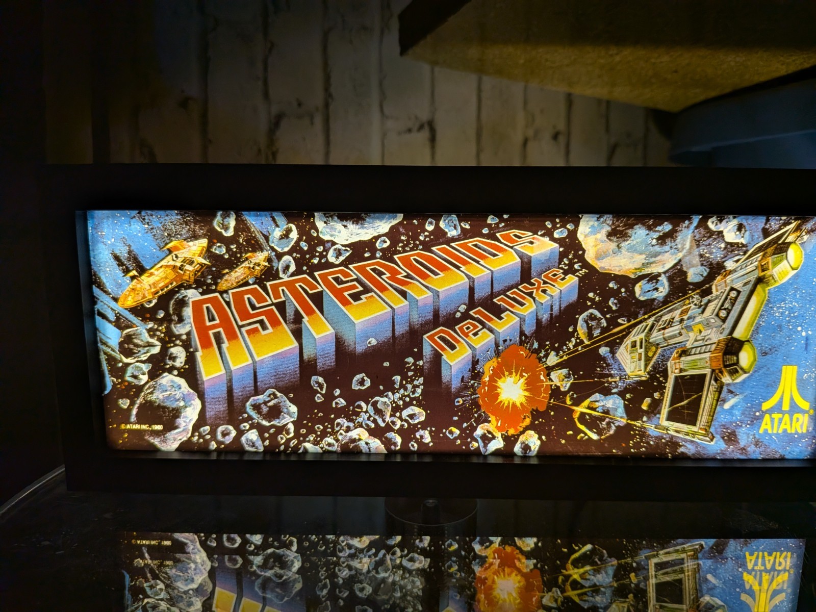 Asteroids Deluxe Arcade Marquee Backlit Sign Display