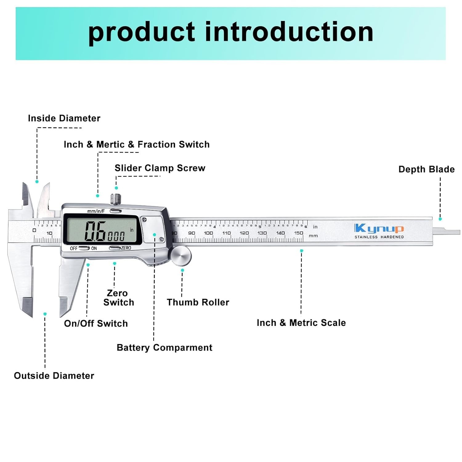 Digital Caliper, Caliper Measuring Tool, Micrometer Dial Vernier Caliper with...