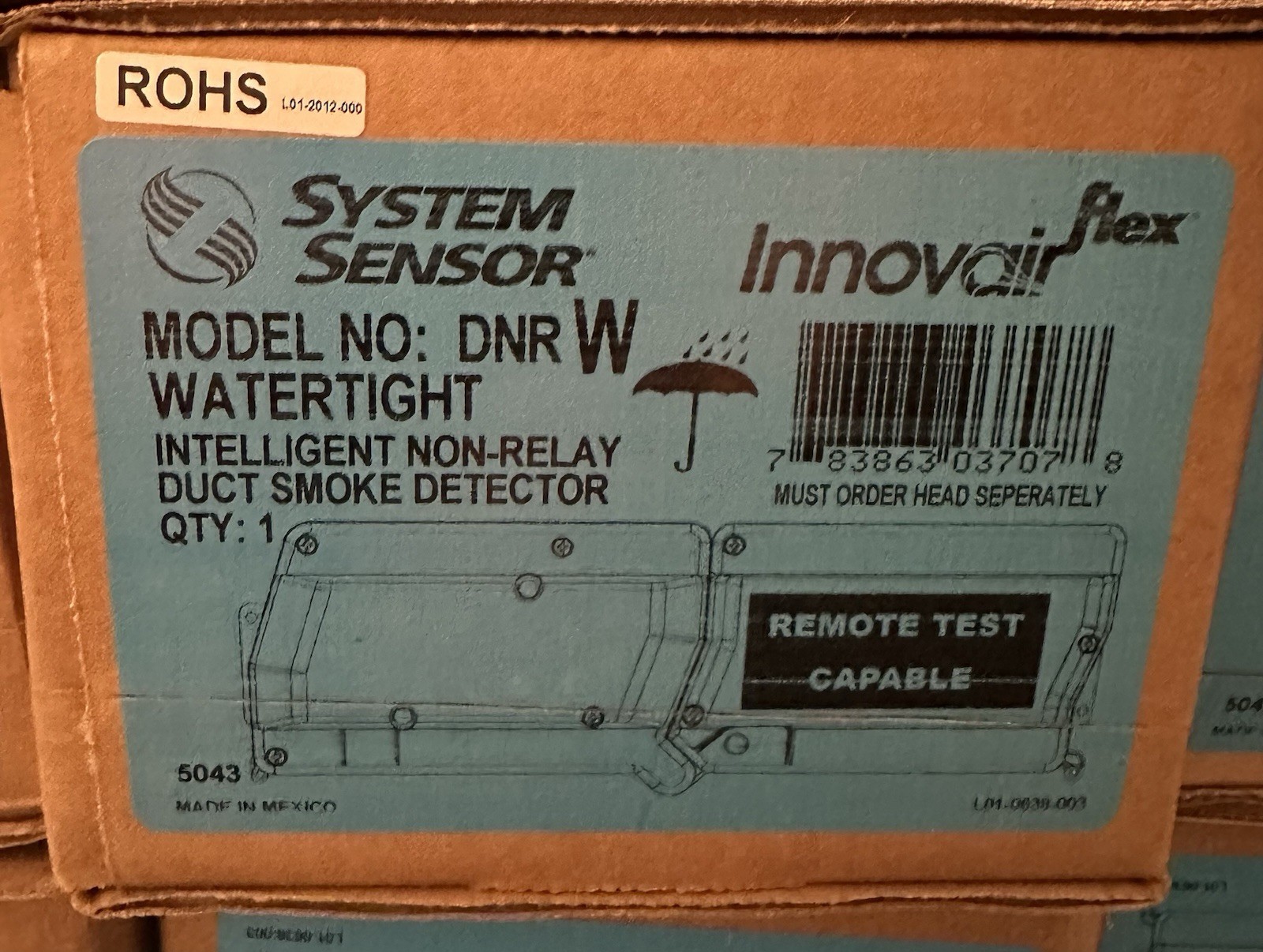 System Sensor DNRW WATERTIGHT INTELLIGENT DUCT SMOKE DETECTOR