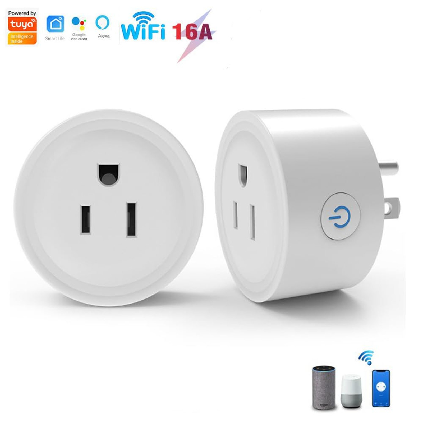 Smart Plug, WiFi Outlet 16A 2200W Compatible with Alexa Google Assistant, Smart