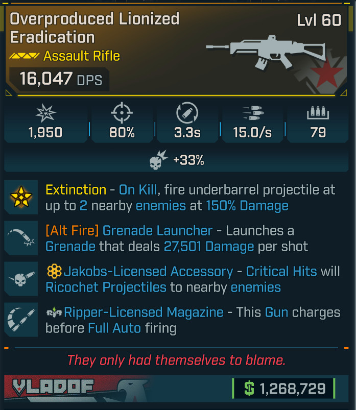 Borderlands 4⭐KINETIC  ERADICATION AR⭐GRENADE LAUNCHER⭐JAKOBS⭐RIPPER MAG