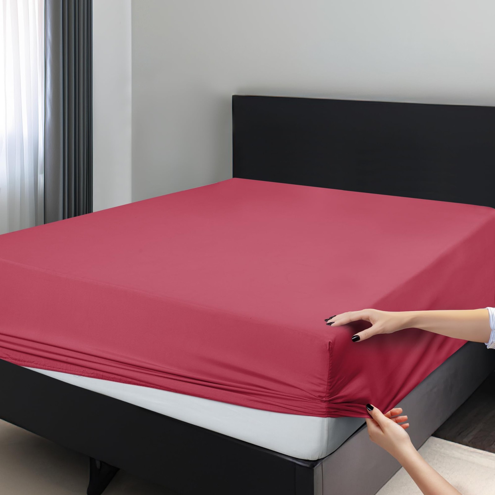 LUX Décor Queen Fitted Sheet Only - Easy to Fit 360 Elastic