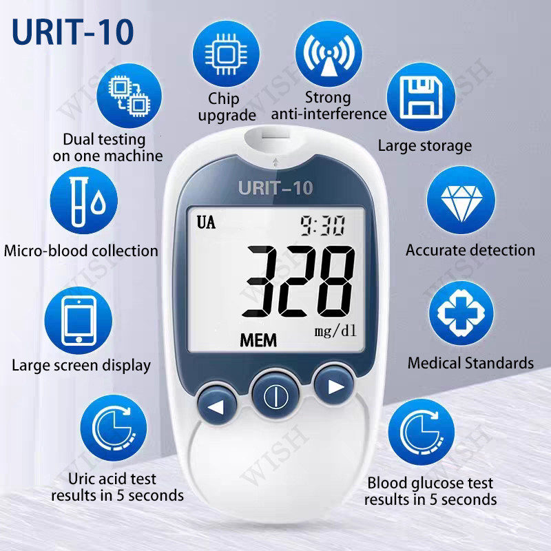 2 in1 Uric Acid Meter Blood Glucose Monitor Test Strips and Fast Results
