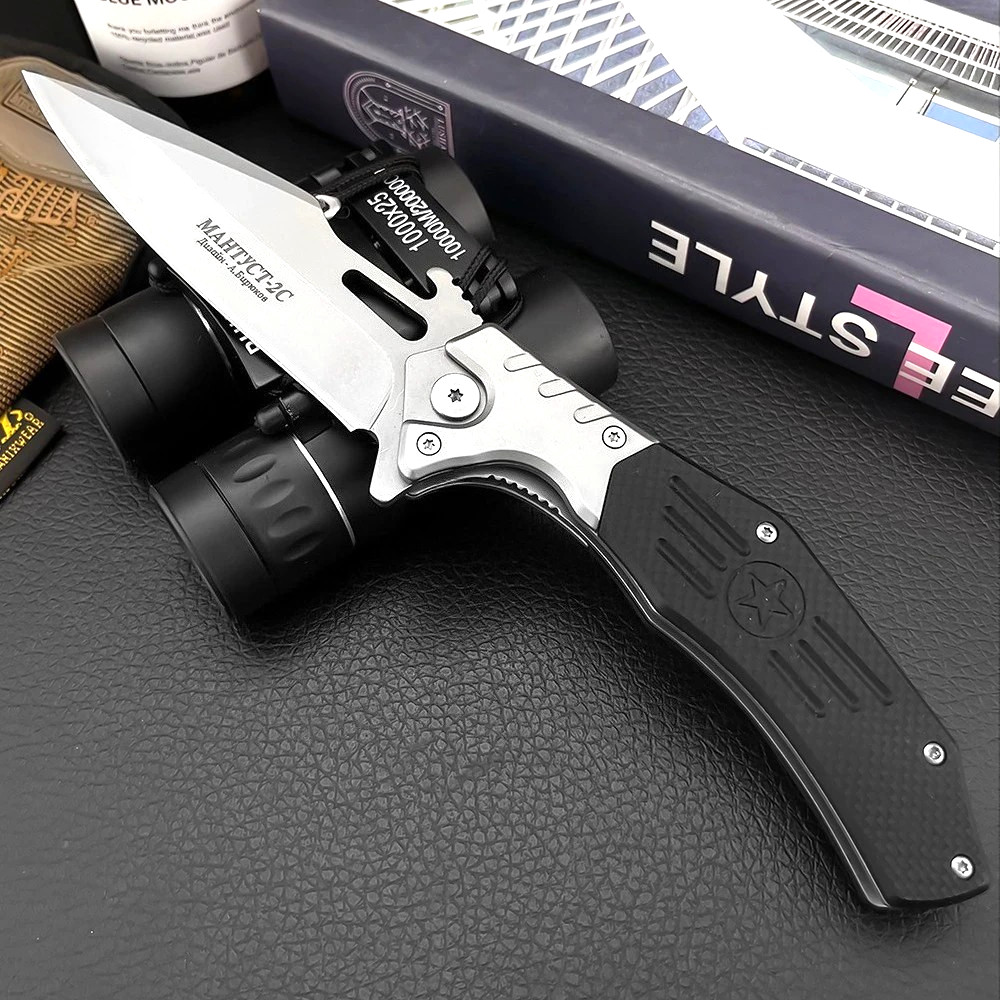 Tactical Russian HOKC Finka Folding Blade Knife Stainless Steel Blade with Clip