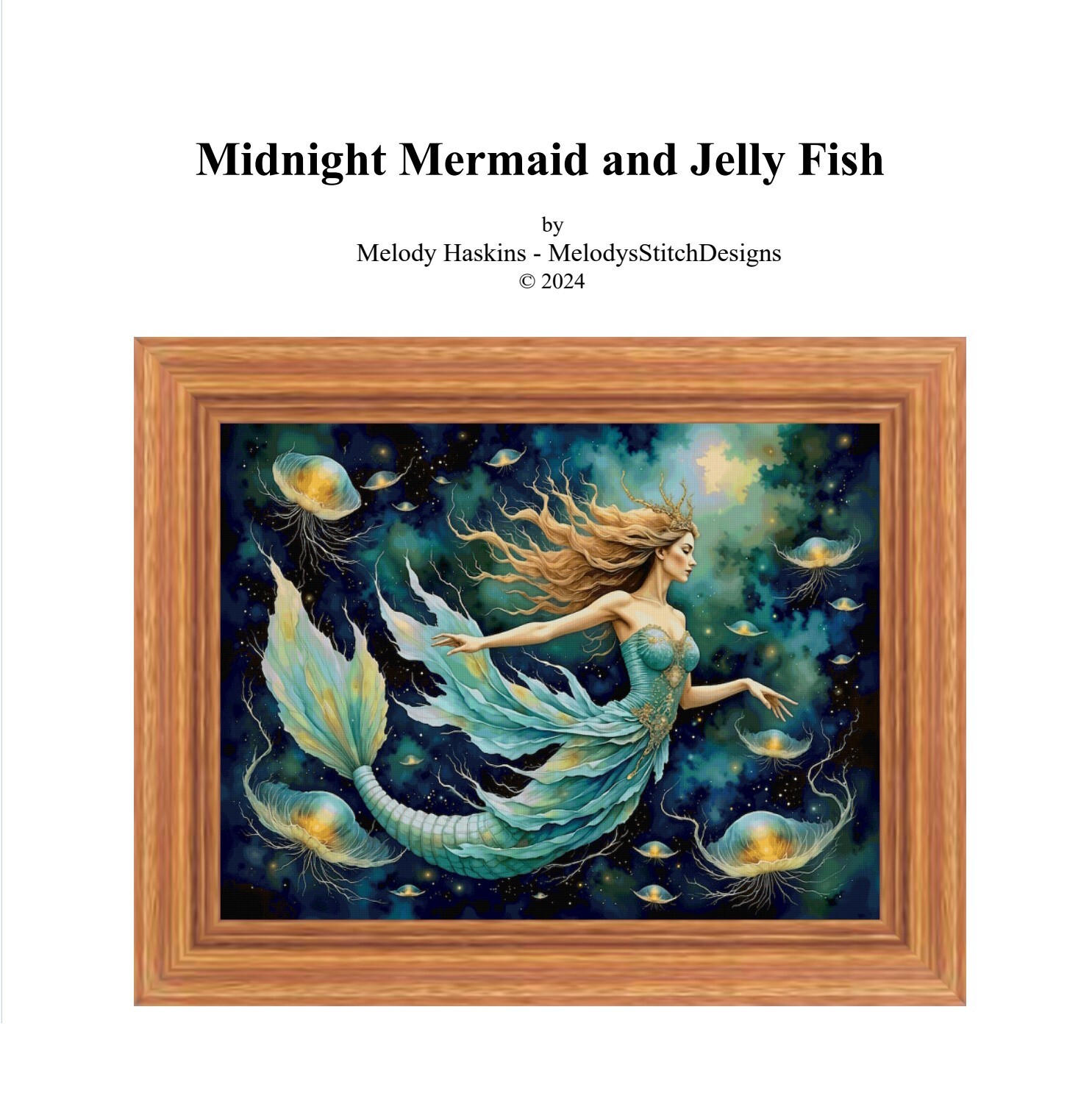 LARGE Mermaid & Jellyfish Cross Stitch Design Includes Full Pattern Keeper File