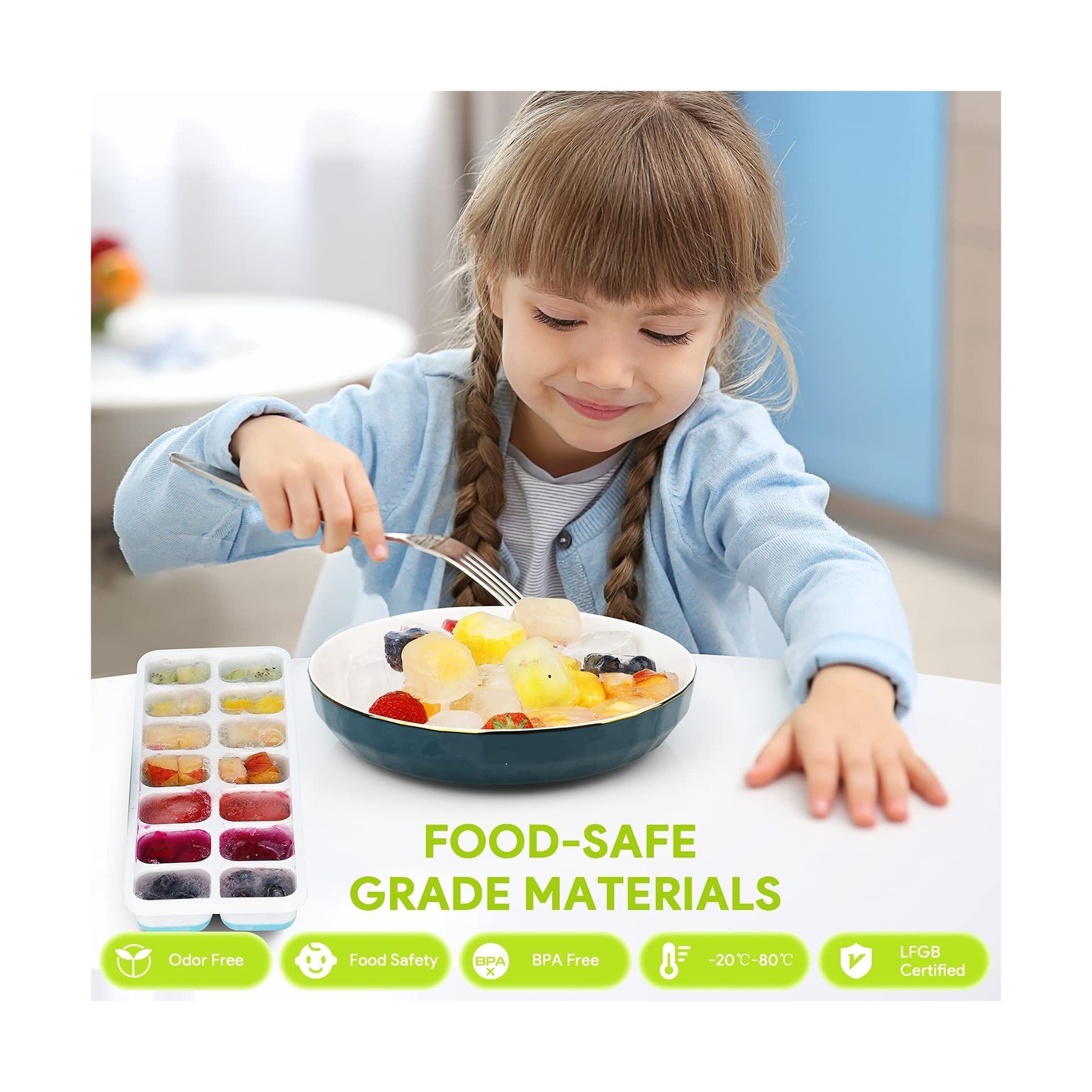 Ice Cube Trays 4 Pack, Airabc Silicone with Removable Lid, Easy-Release Flexi...