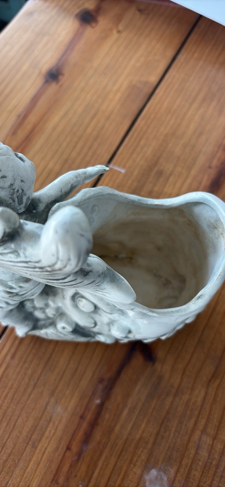 Ceramic Koi Carp Planter With Cherub Nautical Grey