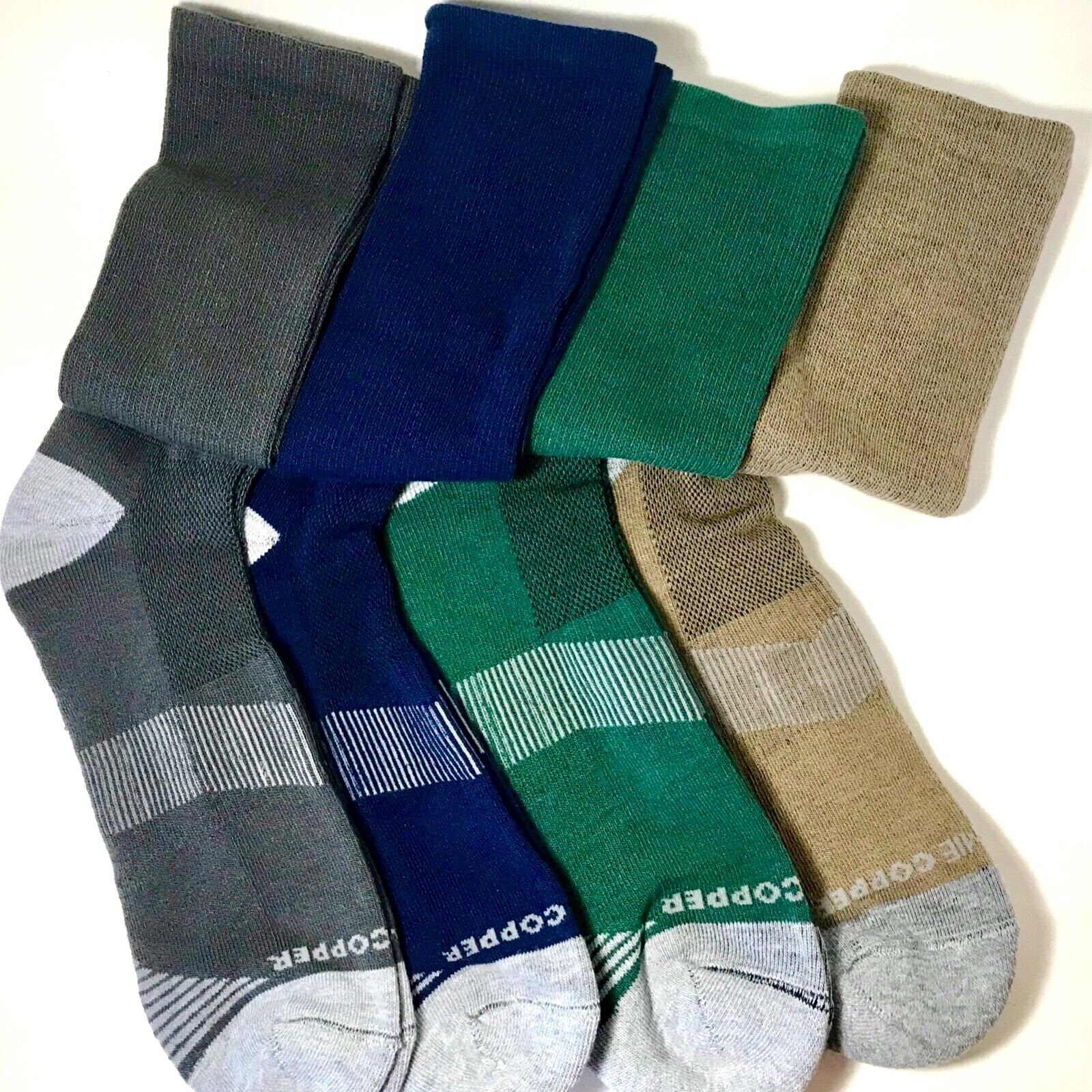 TOMMIE COPPER 4-PR OTC COPPER INFUSED COMPRESSION SOCKS SZ XL (FIT 12-14.5 SHOE)