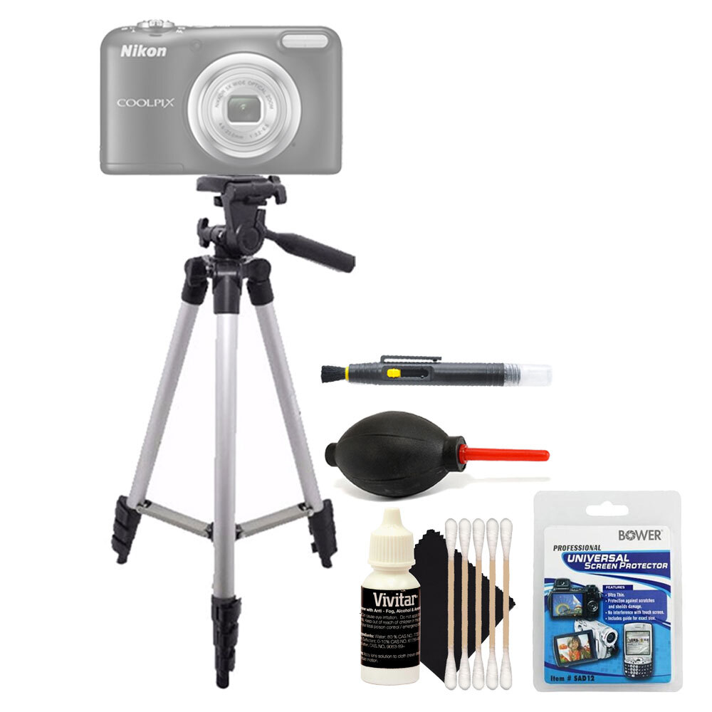 Tall Tripod + Cleaning Accessory Kit for Nikon Coolpix P520 SX610