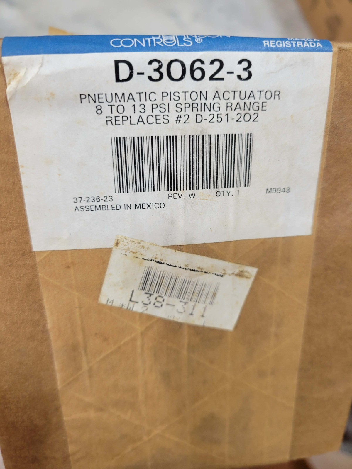 JOHNSON CONTROLS DAMPER ACTUATOR D-3062-3 PSI SPRING RY21512 #NEW rplc D-251-202