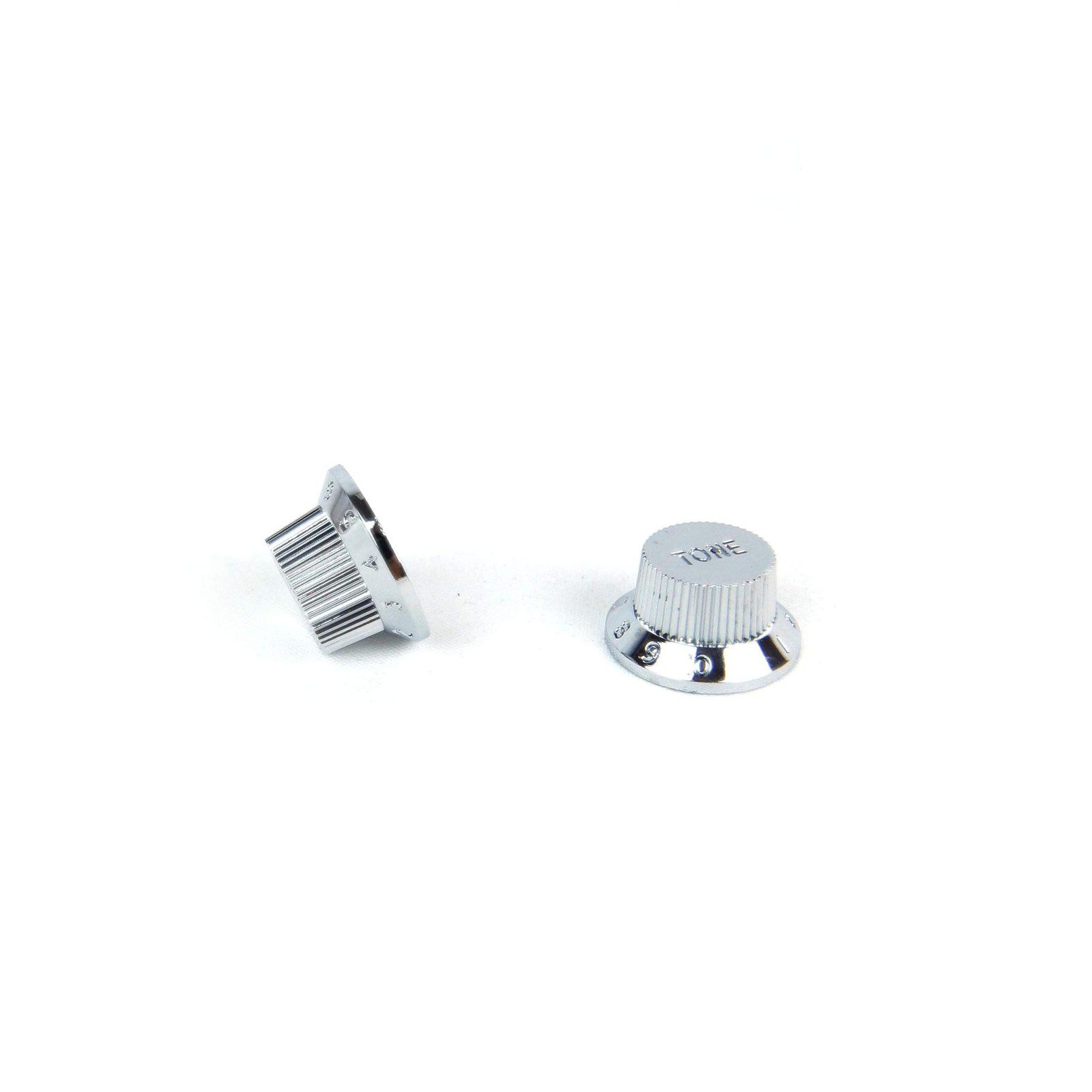 Strat style Guitar Control knobs Set (2 Tones, 1 Volume), Plastic Chrome plated