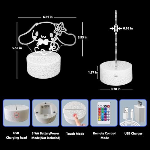 16 Colors Night Light 3D Illusion Table Lamp with Touch & Remote Control