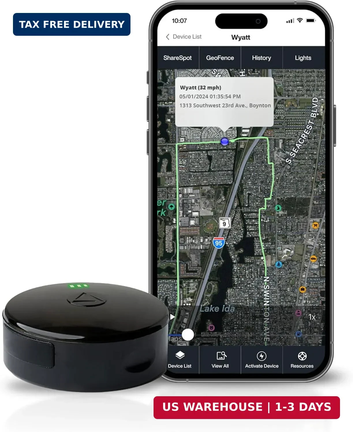LandAirSea 54 GPS Tracker - Made in the USA from Domestic & Imported Parts. Long