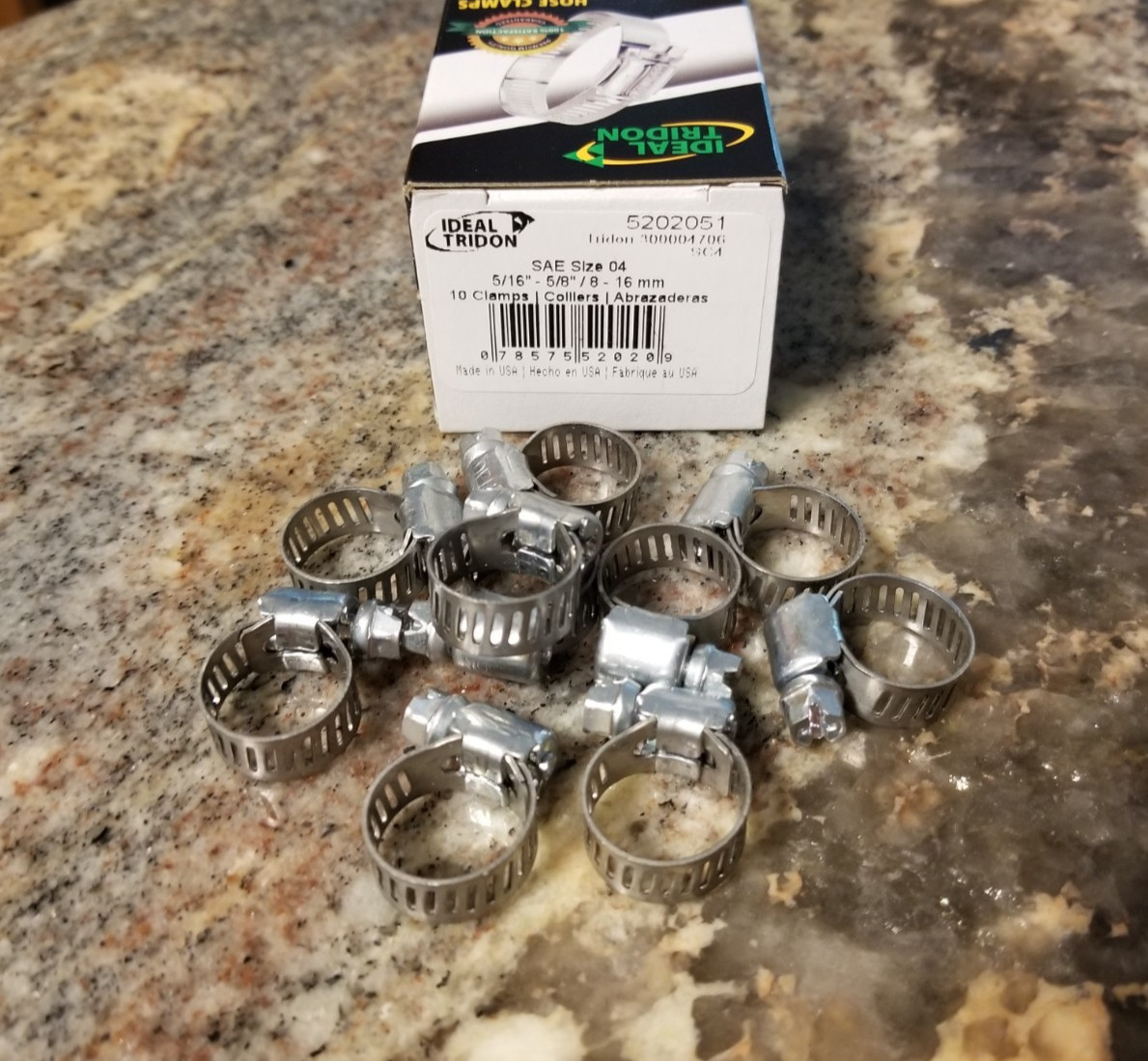 Hose Clamp Stainless Steel Band 5/16″ to 5/8″ 10 CLAMPS 5202 by Ideal FREE SHIP