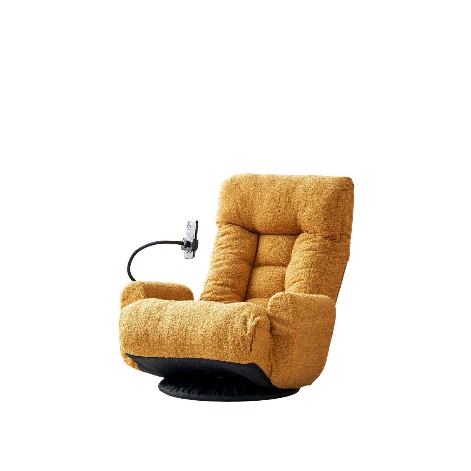 Adjustable Lounge Sofa Chair 360° Rotatable Yellow Cotton