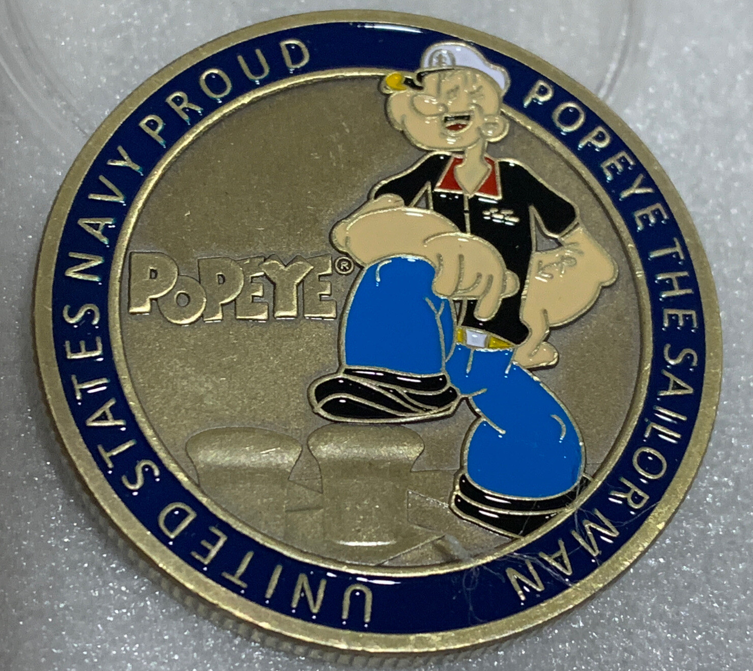* RARE U.S. NAVY POPEYE THE SAILOR MAN CHALLENGE COIN US Navy Proud