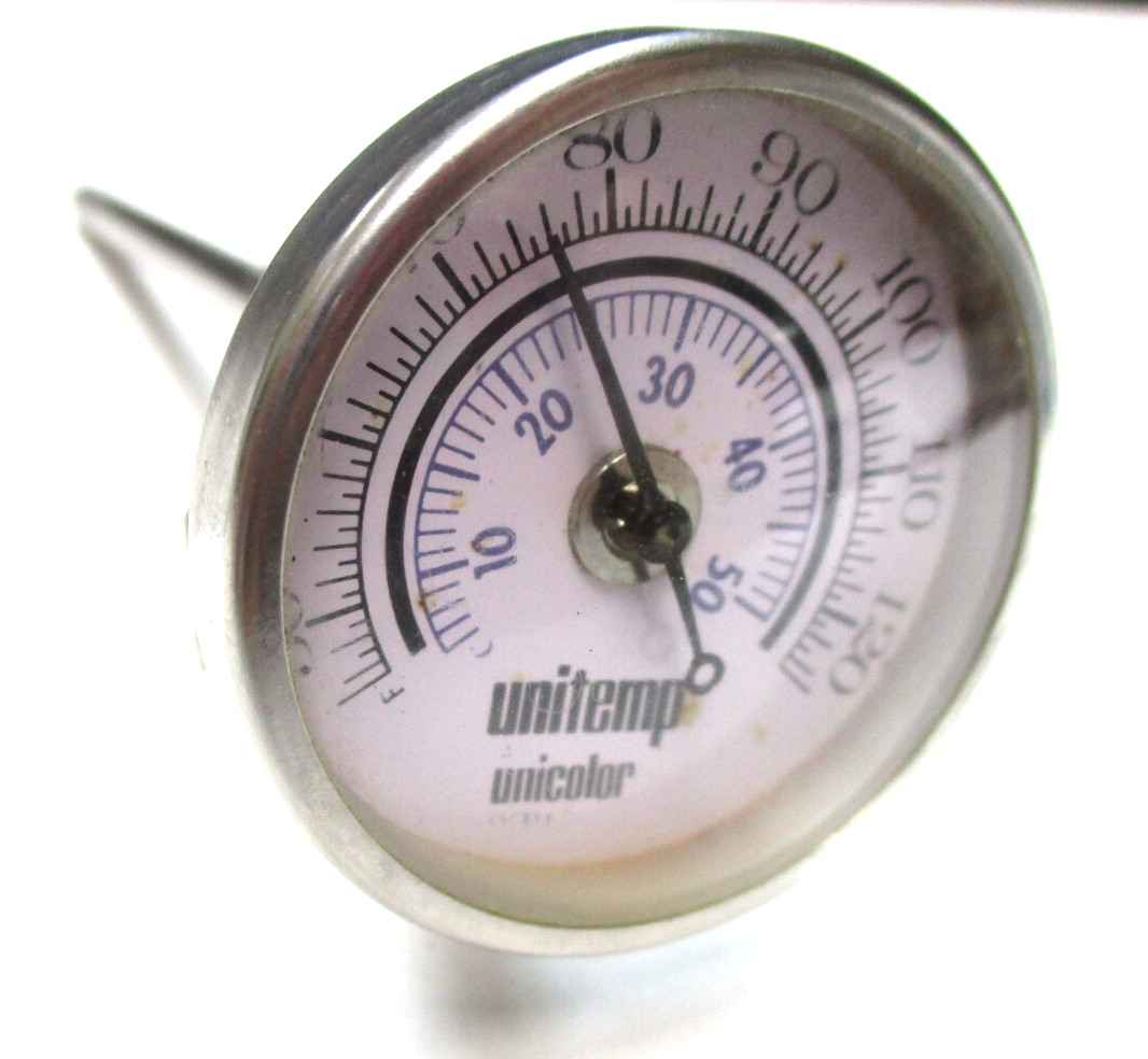 Unicolor professional dial thermometer in F/C with 6" stem. Tested.