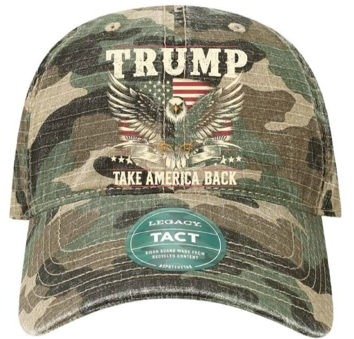 Trump 2024 Take America Back Again MAGA 45 47 Print Flag Eagle Camo DTF Hat Cap