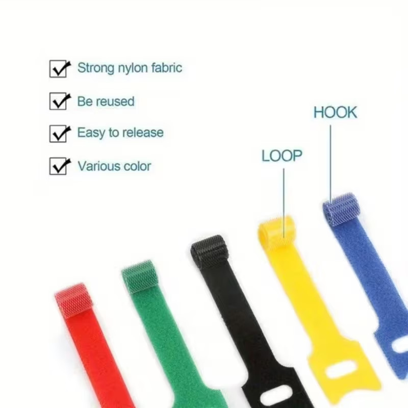50 Pcs Reusable Cable Ties, Multipurpose Nylon Hook & Loop Straps, Cord Organ