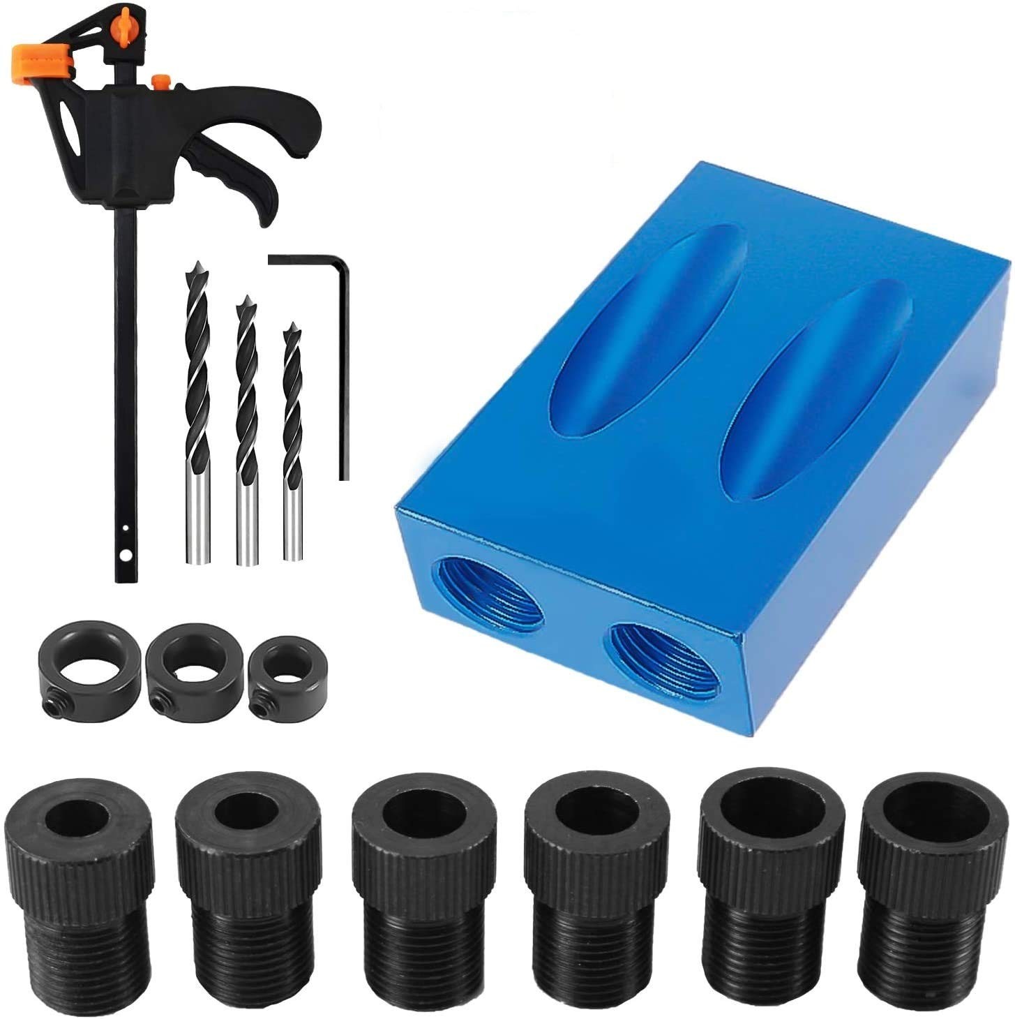 15 Degree Pocket Hole Screw Jig Dowel Drill Joinery Kit Positioner Locator To...